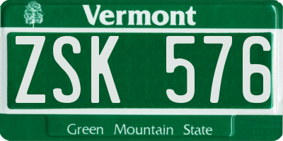 VT license plate ZSK576