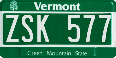 VT license plate ZSK577