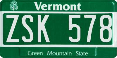 VT license plate ZSK578