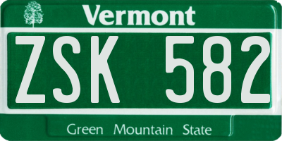 VT license plate ZSK582