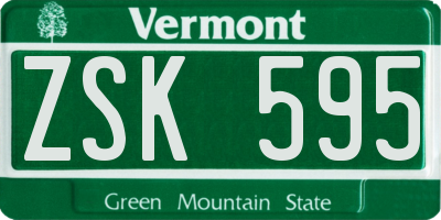 VT license plate ZSK595