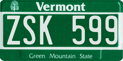 VT license plate ZSK599