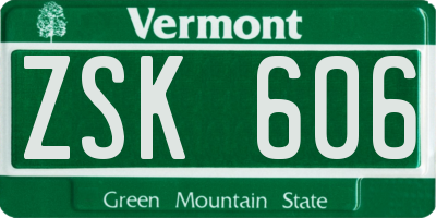 VT license plate ZSK606