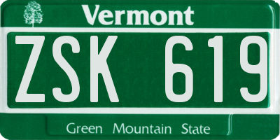 VT license plate ZSK619