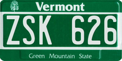 VT license plate ZSK626