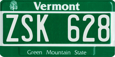VT license plate ZSK628