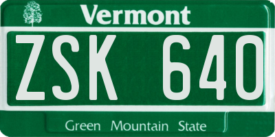 VT license plate ZSK640