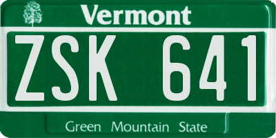VT license plate ZSK641