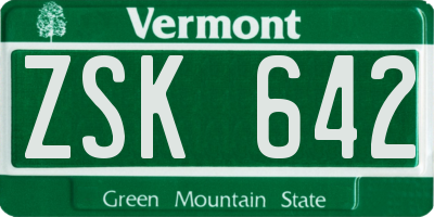 VT license plate ZSK642