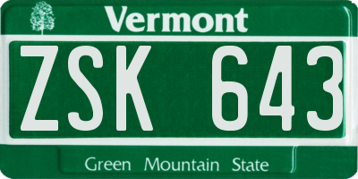 VT license plate ZSK643