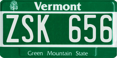 VT license plate ZSK656