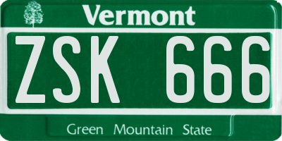 VT license plate ZSK666