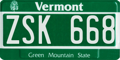 VT license plate ZSK668