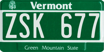VT license plate ZSK677