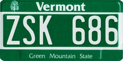 VT license plate ZSK686