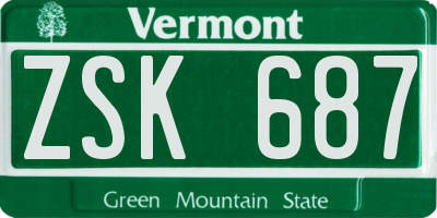 VT license plate ZSK687