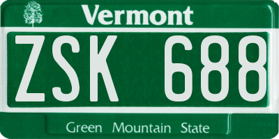 VT license plate ZSK688