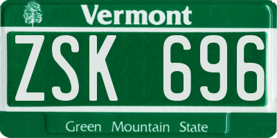 VT license plate ZSK696
