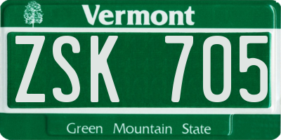 VT license plate ZSK705