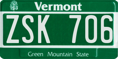 VT license plate ZSK706