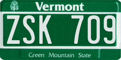 VT license plate ZSK709