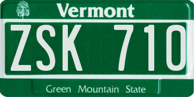 VT license plate ZSK710