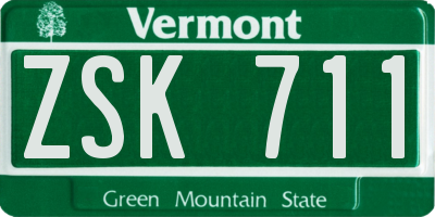 VT license plate ZSK711