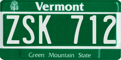 VT license plate ZSK712