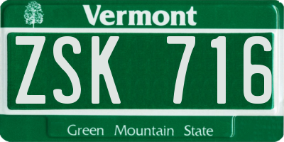VT license plate ZSK716