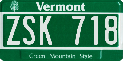 VT license plate ZSK718