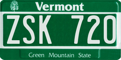 VT license plate ZSK720