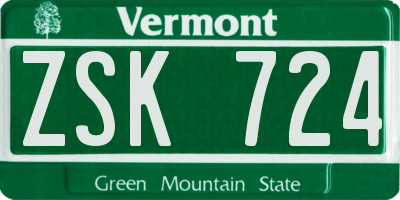VT license plate ZSK724