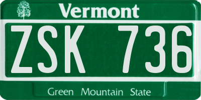 VT license plate ZSK736