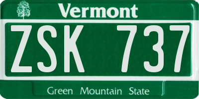 VT license plate ZSK737