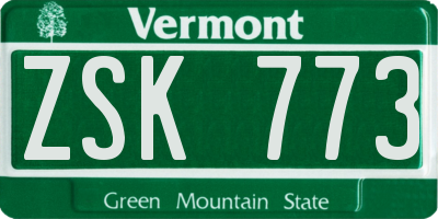 VT license plate ZSK773