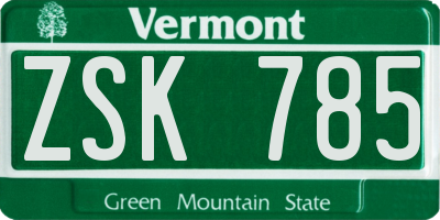 VT license plate ZSK785