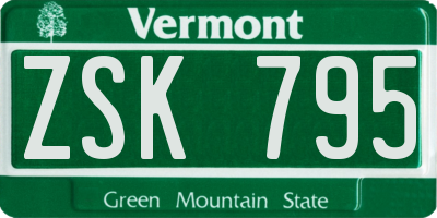 VT license plate ZSK795