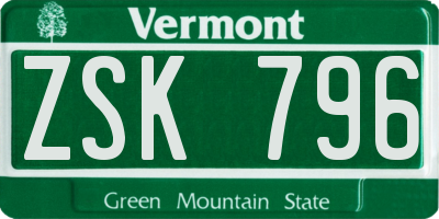 VT license plate ZSK796
