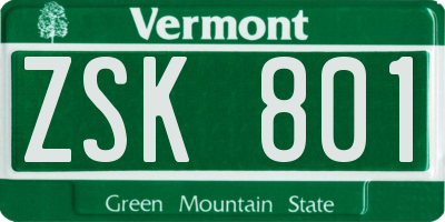 VT license plate ZSK801