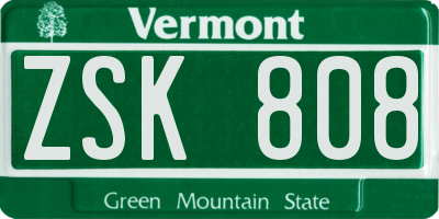 VT license plate ZSK808