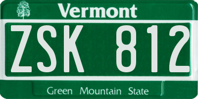 VT license plate ZSK812