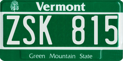 VT license plate ZSK815