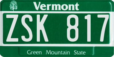 VT license plate ZSK817