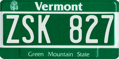 VT license plate ZSK827