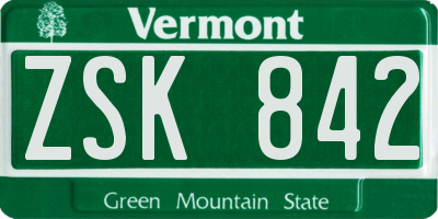 VT license plate ZSK842
