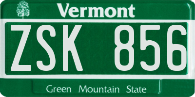 VT license plate ZSK856