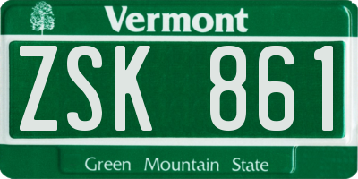 VT license plate ZSK861