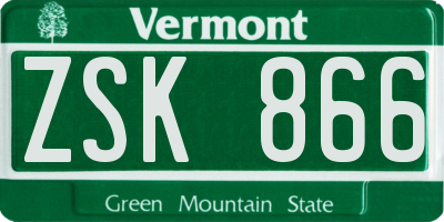 VT license plate ZSK866