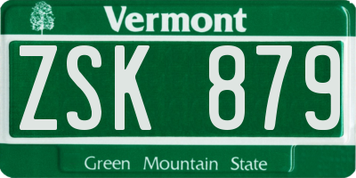 VT license plate ZSK879
