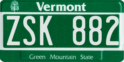 VT license plate ZSK882